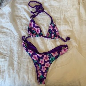 Frankie’s Bikinis Purple Hibiscus Bikini Set